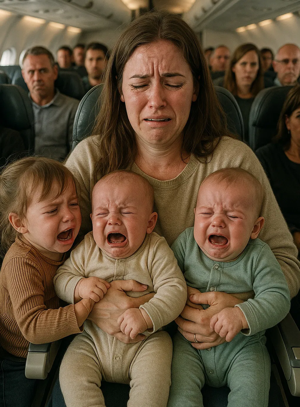 I Was Left Alone with Three Crying Babies on a Plane—Then the Pilot Did Something I’ll Never Forget