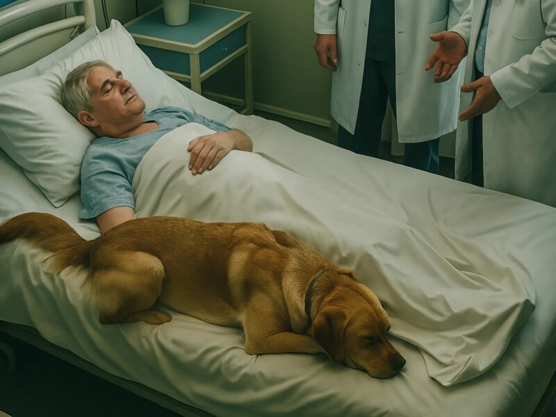 Doctors reviewed the surveillance footage from the hospital room where the man lay beside the dog — and what they saw shocked everyone